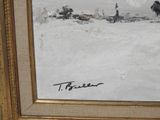 a picture of a painting of a man on skis in the snow
