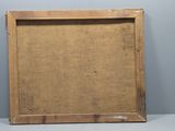 an old picture frame with a wooden frame on a white surface