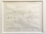 a picture of a drawing of a cat and a dog in a frame