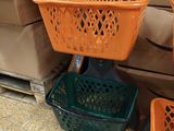 many baskets that are stacked on top of each other