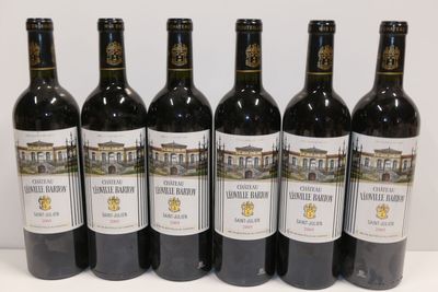 six bouteilles de vin sont alignées sur une table