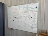 a white board with writing on it in a room