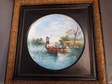 a picture of a painting of people in a boat on the water