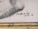 drawing of a woman ' s feet in a pair of shoes