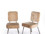 these chairs are made of wood and have metal legs