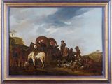 an image of a painting of a group of people on horses