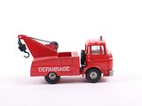 a red toy truck with a crane attached to it