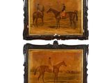 pair of 19th century english oil paintings of horses and riders