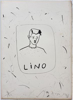 une image représentant le dessin d'un homme portant une chemise sur laquelle est inscrit le mot « lino »