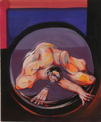 une image représentant un tableau où l'on voit un homme allongé dans un cercle