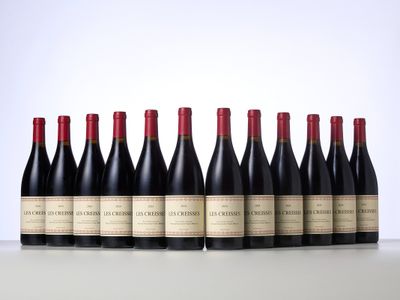 six bottles of red wine lined up in a row