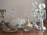 a table with a lot of glass items on it