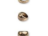 three different sizes of metal beads on a white surface