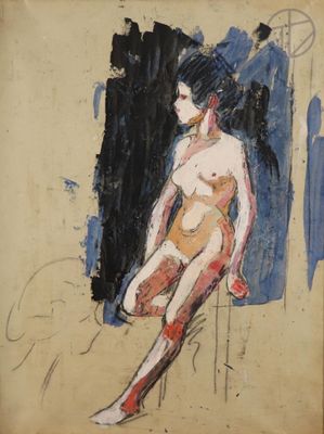 an image of a painting of a nude woman sitting on a chair