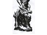 an image of a black and white drawing of a man sitting on a chair