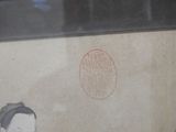 a painting of a man sitting on a bench reading a book