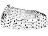 a close up of a watch bracelet on a white surface