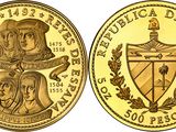 a gold coin with the image of a woman and a man on it