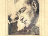 dessin représentant le portrait d'un homme tenant une cigarette à la main