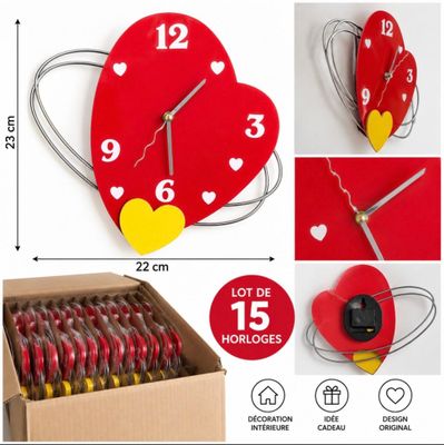 a picture of a clock made out of red and yellow hearts