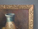a picture of a painting of a vase on a table