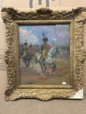 une image d'un tableau représentant un homme à cheval