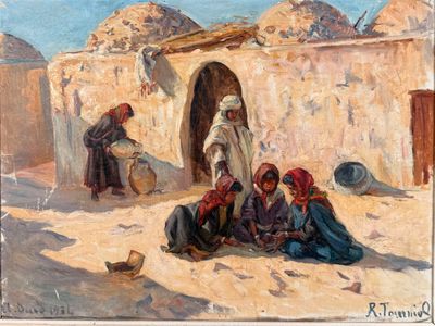 Renée TOURNIOL (1876-1953), Enfants jouant devant une maison… - Photo 1