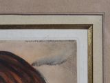 a picture of a painting of a woman with red hair