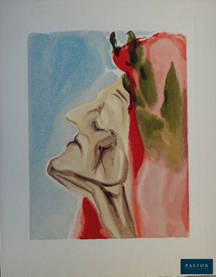 a picture of a painting of a woman with a flower on her head