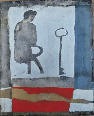un tableau représentant un homme assis sur une chaise