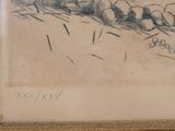 a picture of a drawing of a train coming down the tracks