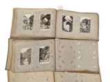 several pages of old book with black and white photos on them