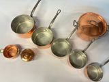 a lot of pots and pans that are on the table