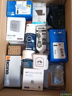 a box full of electronic items that are in it