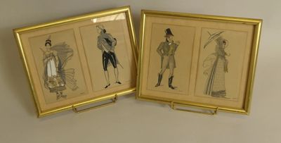 deux photos encadrées représentant des hommes et des femmes vêtus de tenues d'époque