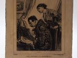 une vieille photo représentant une femme en train de faire la lecture à un enfant