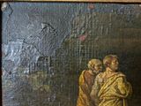 an old painting of a man holding a woman in his arms