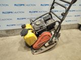 an image of a small hand truck with a hose attached to it