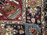 a close up of a rug on a white surface with a black background