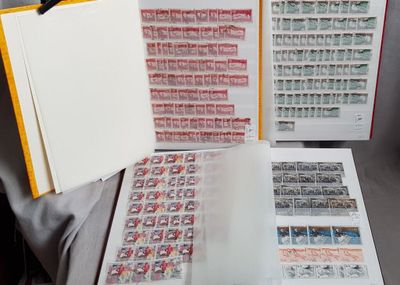 a lot of stamps in a folder on the table