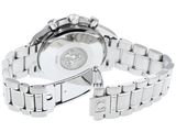 the watch is silver in color and has a white face