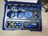 a blue tool box with a bunch of tools inside of it