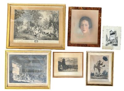 many framed pictures of a woman and other people