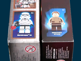 two boxes of lego star wars minifigurts on a blue background