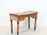 pair of antique wooden side tables with drawers on legs