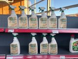 many bottles of cleaning products on the shelves in the store