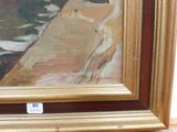a picture of a painting of a woman on the beach