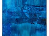 a painting of a boat floating on top of a body of water