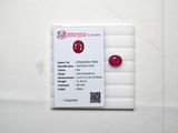 un gros plan sur un morceau de papier blanc sur lequel repose une pierre rouge