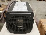 a box with a fan on top of it in a warehouse
